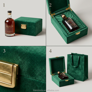 Bouteille en verre transparente vide avec boîte cadeau blanche gaufrée, 750 ml, pour whisky, spiritueux, gin, brandy, vodka, contenant de boissons - Product Image 2