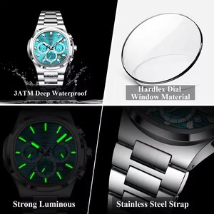 Montres de sport chronographes à quartz décontractées POEDAGAR pour hommes, bracelet en acier inoxydable, cadran multifonction, montre-bracelet homme, mode argent bleu - Product Image 4
