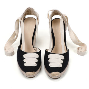 Alpargatas clásicas de plataforma de verano para mujer, alpargatas con correa en el <span class=keywords><strong>tobillo</strong></span>, Sandalias de tacón con <span class=keywords><strong>lazo</strong></span> suave en el <span class=keywords><strong>tobillo</strong></span>, Punta cerrada, Chaussures Femmes - Product Image 2