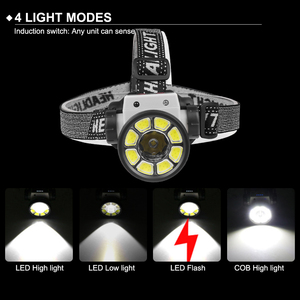 Xte + 8 COB cảm ứng chuyển đổi đèn pha có thể điều chỉnh đầu điện hiển thị có thể sạc lại đầu đèn - Product Image 4