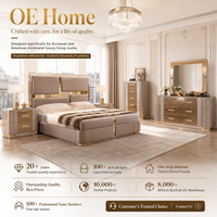 Ensemble de chambre à coucher personnalisé OEHOME 5 pièces, luxueux et moderne, avec lit, commode, miroir, table de chevet et armoire haute pour hôtel et villa