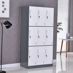 High Quality Office Furniture Metal Locker Steel Wardrobe Cabinet With 9 Doors