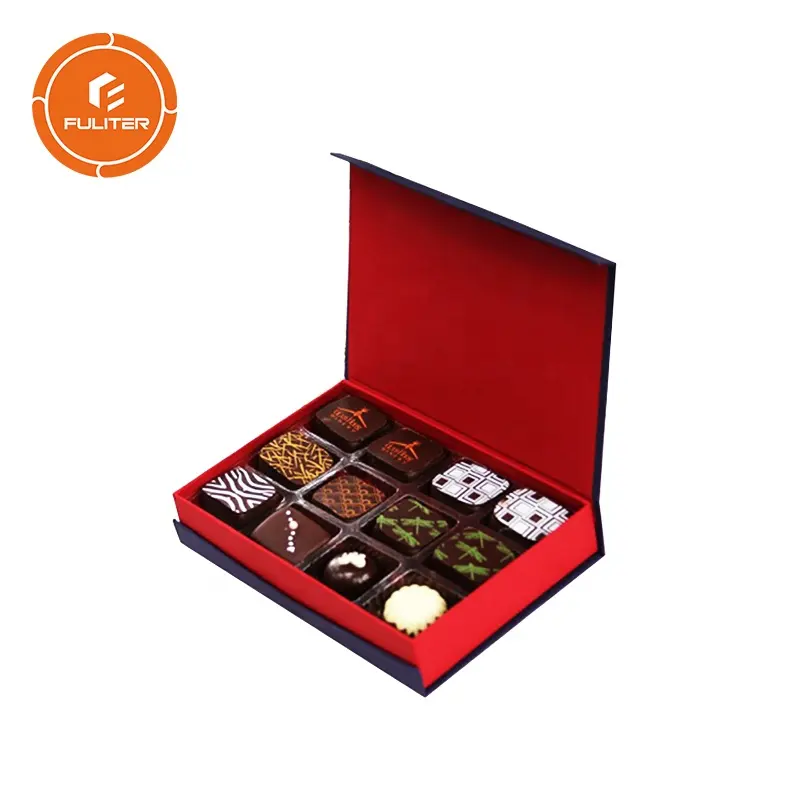 Großhandel Highend Luxus biologisch abbaubare schwarze magnetische Hochzeit Bonbon Bonbons Bäckerei Dessert Verpackung Papier Geschenk Chocolate Box