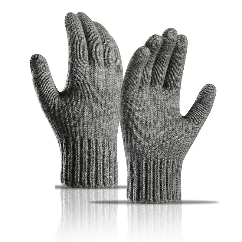 Wholesale Winter Knitted Acrylic Gloves Mittens For men Jacquard Screen Touch Racing Gloves Winter