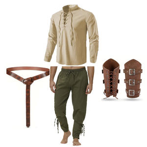 Disfraz de película de TV, camisa de pirata Medieval, pantalones con bandas en el tobillo, cinturón Vikingo, <span class=keywords><strong>ropa</strong></span> de Halloween para <span class=keywords><strong>hombre</strong></span> - Product Image 5