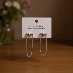 Pendientes Libace International Station con Forma de Corazón, Plateados, de Aleación de Zinc, con Cristales de Imitación, Joyería para Mujer para Fiestas - Product Image 2