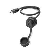LSHITECH M20 IP67 Conector Hembra de Bayoneta Mini USB de Alta Resistencia y Cable de Alimentación 30V DC 1.5A para Equipos Industriales y Exteriores