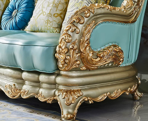 New European Classic Royal Living Room 1 2 3 Seat <b>Sofa</b> Furniture Set French Luxury Carved Solid <b>Wood</b> <b>Frame</b> Genuine Leather <b>Sofa</b> - Product Image 6