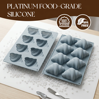 Moule à gâteau en silicone SILIKOLOVE, qualité alimentaire, 8 cavités, forme croissant, LFGB, platine, antiadhésif, sans BPA, pour pâtisserie DIY