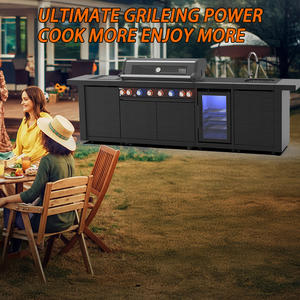 Lujo personalizado negro de acero inoxidable al aire libre Cocina Barbacoa isla con nevera estilo Premium - Product Image 5