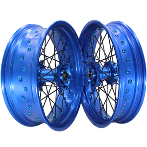 17 pulgadas 36 radios aleación anodizada borde azul cubo azul motocicleta radios ruedas <span class=keywords><strong>Supermoto</strong></span> ruedas para KTM EXC SXF SX 250 300 <span class=keywords><strong>450</strong></span> - Product Image 2