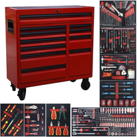 Ensemble d'outils de réparation automobile de 718 pièces avec chariot à outils à 11 tiroirs à tirage latéral, chariot d'entretien mobile