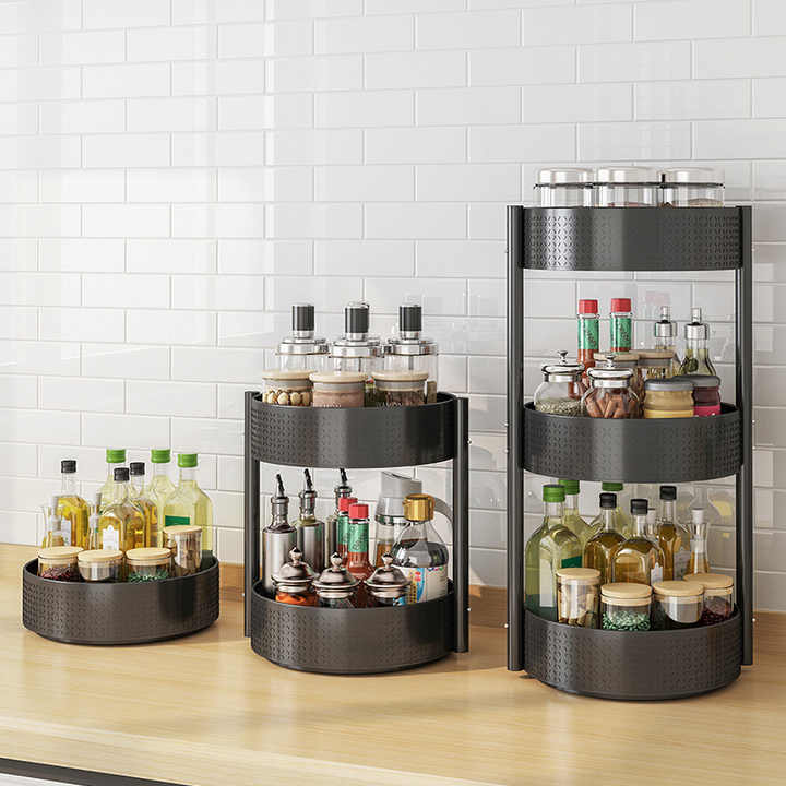 Rotating Spice Rack Kitchen Countertop Multilayer Storage Rack ...