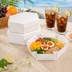 Boîte en papier recyclé pliable hexagonale, logo personnalisé, conteneur jetable de qualité alimentaire écologique pour salade, gâteau, beignets, macarons, pâtisserie - Product Image 3