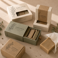 Boîtes à savon de voyage personnalisées faites à la main, recyclables, imperméables, avec dorure à chaud, pelliculage mat et gaufrage, pour savons cosmétiques et poudres en vrac