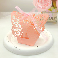 Boîtes à dragées papillon découpées au laser avec revêtement UV, en carton recyclable et pliable, pour mariage, baby shower, anniversaire