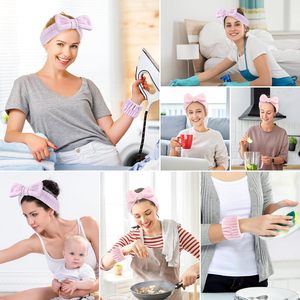 Ensemble de bandeaux et de bracelets de <span class=keywords><strong>spa</strong></span> pour femmes, en polaire corail douce et élastique, pour maquillage et soins personnels, avec logo personnalisé - Product Image 6
