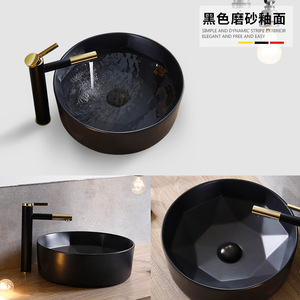 Nordic Minimalist <b>Round</b> Diamond Ceramic <b>Basin</b> Matte Finish Countertop Sink Easy Cleaning Artistic Washbasin - Product Image 4