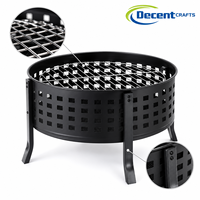 Grille de cuisson ronde en métal perforée pour foyer, avec quatre pieds, portable, pour barbecue extérieur en fer