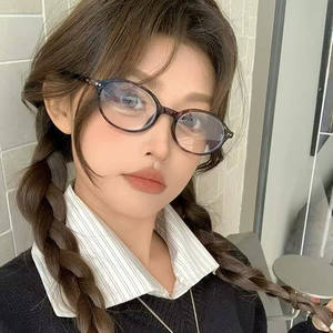 2025 Retro Oval Blue Light <strong>Glasses</strong> for Men Women <strong>Korean</strong> Style Plain Frame for Women's Eyeglasses Frame Women - Product Image 6