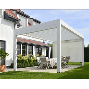 Smart Aluminum Pergola with 0-97° adjustable louver roof, <b>controlled</b> by smartphone app, <b>remote</b>, or manual for outdoor spaces. - Product Image 5