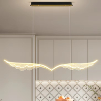 Lustre de restaurant moderne en forme d'aile d'ange dorée, forme créative de plume, lampe suspendue pour pâtisserie, hauteur réglable, luminaire suspendu
