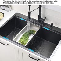 Poste de travail d'évier de cuisine noir de 30 pouces-VOKIM 30x22 pouces sous-plan bol unique de calibre 16 en acier inoxydable fabriqué à la machine moderne