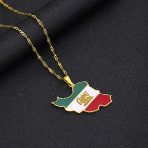 Collar con colgante de la bandera de <span class=keywords><strong>Iran</strong></span> para mujer, joyería de acero inoxidable, con mapa, esmalte, étnico, fiesta, regalo de cumpleaños, nuevo - Product Image 6