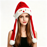 Chapeau de Noël en peluche à oreilles mobiles, design airbag à mouvement de saut, style Père Noël et renne, moelleux, pour fête de Noël, cosplay, accessoire photo, cadeau de fêtes