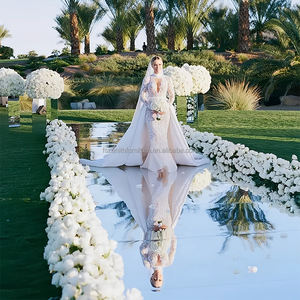 Fiesta evento escenario pasarela pasillo <span class=keywords><strong>espejo</strong></span> corredor plata hoja oro <span class=keywords><strong>espejo</strong></span> alfombra para decoración de boda - Product Image 5