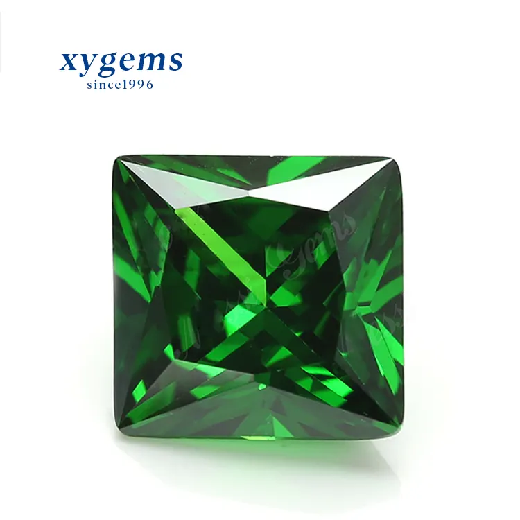 Conjunto de joyas de diamantes diseños corte princesa diseños 4x4mm verde oscuro sintético Nano de diamantes de piedra