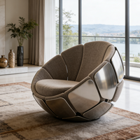 Fauteuil d'appoint moderne de luxe en forme de boule, revêtu de velours, avec accoudoirs en métal, pivotant, pour salon ou chambre à coucher