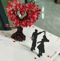 Cartes de voeux chaudes pour la Saint-Valentin Arbre en forme de coeur 3D Cartes-cadeaux stéréoscopiques pour la fête des mères Invitations de mariage Carte de voeux