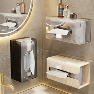 Wall Mounted <b>Tissue</b> Box No Drill Paper <b>Holder</b> For Bathroom <b>Kitchen</b> Modern Rectangular Design - Product Image 1