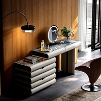 Commode de maquillage multifonction-Vanité éclairée par LED, mobilier de chambre à coucher moderne pour la maison, l'hôtel ou