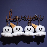 Porte-clés fantôme d'Halloween en polyester ultra doux, adorable et original, pendentif fantôme crème glacée