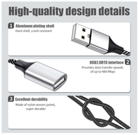 Adaptateurs USB, 1 mâle vers 4 femelles, câble USB Y, prend en charge la charge et le transfert de données pour imprimante/clavier/clé USB