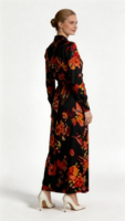 Robe longue élégante de haute qualité pour femme, col en V, taille empire, coupe trapèze, couleur unie, mode automne