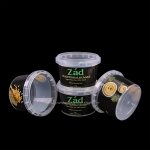 Logo de marque écologique imprimé personnalisé bol en plastique de qualité alimentaire de 8oz conteneur à paroi unique couvercle inviolable pour le houmous soja - Product Image 1