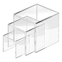 Support de présentation promotionnel moderne en acrylique transparent à trois niveaux en forme de U pour bureau/bijoux/cosmétiques/portefeuilles