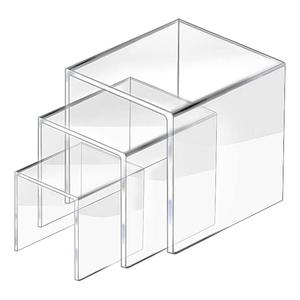 Support de présentation promotionnel moderne en acrylique transparent à trois niveaux en forme de U pour bureau/bijoux/cosmétiques/portefeuilles - Product Image 1