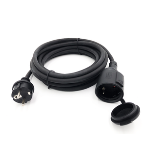 Câble en caoutchouc noir européen de 25 m avec prise Schuko, <span class=keywords><strong>étanche</strong></span> IP44, 16 A, <span class=keywords><strong>rallonge</strong></span> <span class=keywords><strong>électrique</strong></span> AC pour appareils ménagers, utilisation en extérieur - Product Image 1