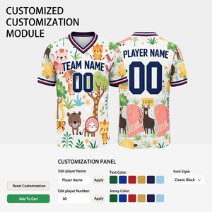 Camiseta de Fútbol Americano Personalizada de Poliéster Antipilling con Estampado de Animales del Zoológico y Logotipo Cosido para Reunión Familiar - Product Image 2