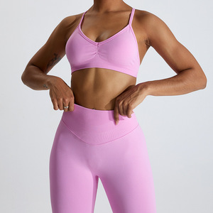 Neues Design Schlichtes Yoga-Top Damenkleidung Großhandel Sexy Fitness-Bekleidung Modisches Crop-Top Gym Workout Lauf-Sport-BH - Product Image 2