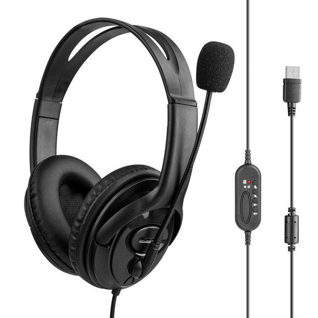 Call Center Noise Canceling USB Computer Telephone Headset for Telephone Binaural