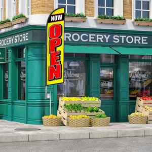 2.5*11.5 FT NOW OPEN High Quality Custom Feather <b>Flags</b> Beach <b>Flag</b> for Beach Party and Advertising Promotions - Product Image 4