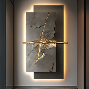 Art mural italien minimaliste à rétroéclairage LED Double couche de texture de roche abstraite Double couche d'accessoires pour la maison Art mural décoratif - Product Image 6