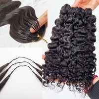 Ekstensi Rambut Manusia Pre-Looped Mudah Dipasang, Miracle Knot Feather Crochet Raw Braiding Hair Bundles