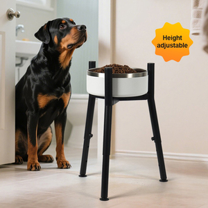 Support de gamelle surélevé en métal réglable en hauteur et largeur, ergonomique, pour grands chiens, utilisation intérieure – Tendance - Product Image 1