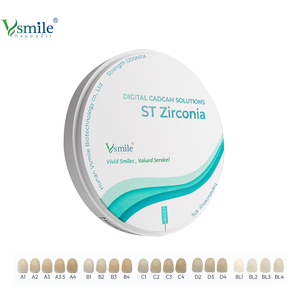 Bloc <span class=keywords><strong>dentaire</strong></span> en céramique de zircone blanche ST à haute résistance 1200 Mpa, translucidité de 41 %, pour restaurations esthétiques en contour complet, machinerie - Product Image 2